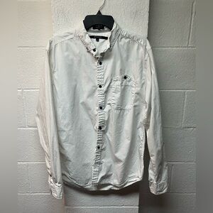 Black Brand Slim Fit Shirt with White and Black Details. Large